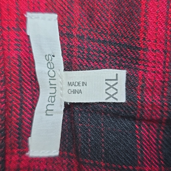 Maurices Red/Black Country Plaid Long Sleeve Button Down Size XXL - Picture 4 of 5